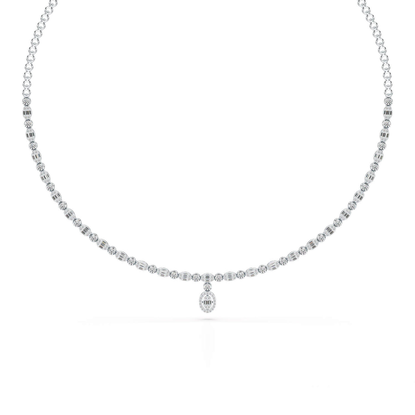 Baguette Cut Lab Created Diamond 3.53 CT Necklace