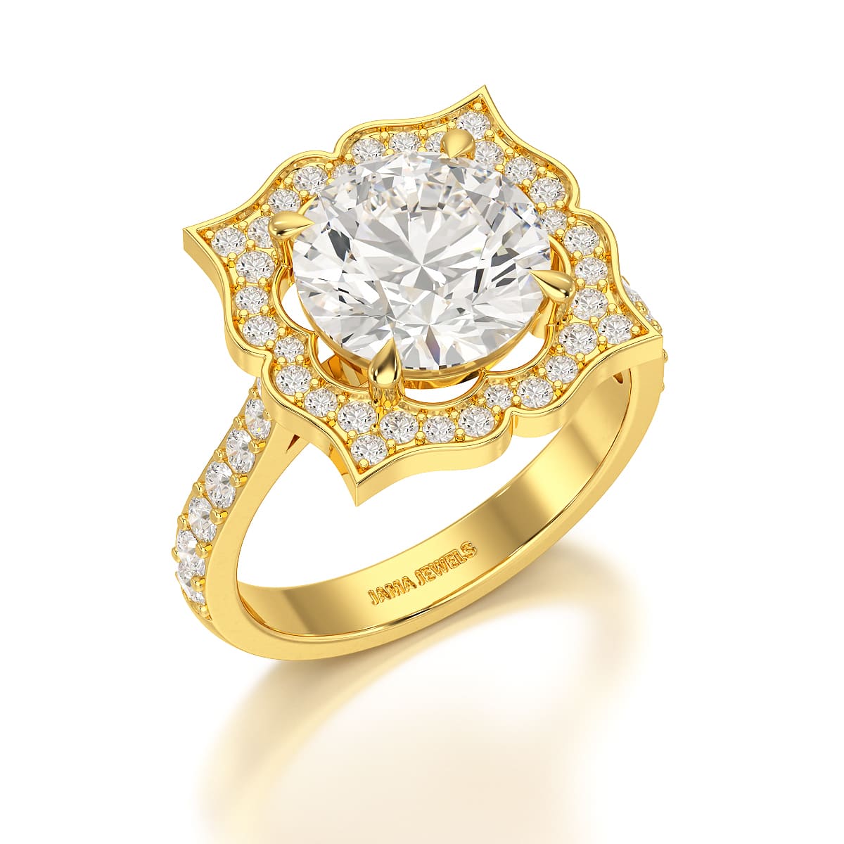 3.65 CT Lab Diamond Halo Round Cut Flower Ring