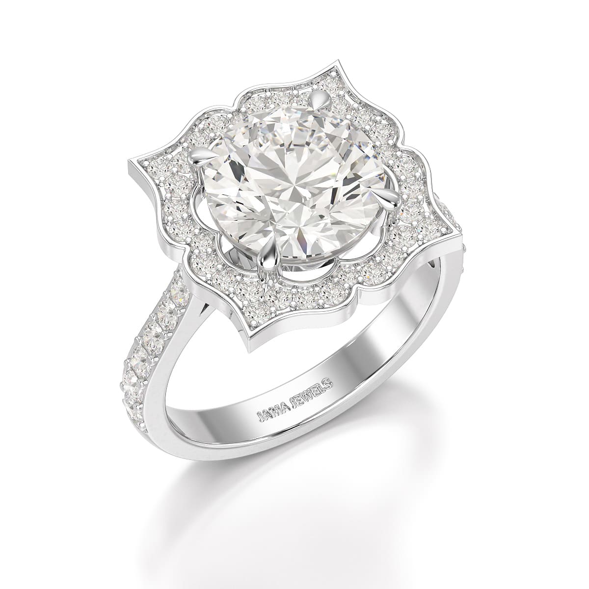 3.65 CT Lab Diamond Halo Round Cut Flower Ring