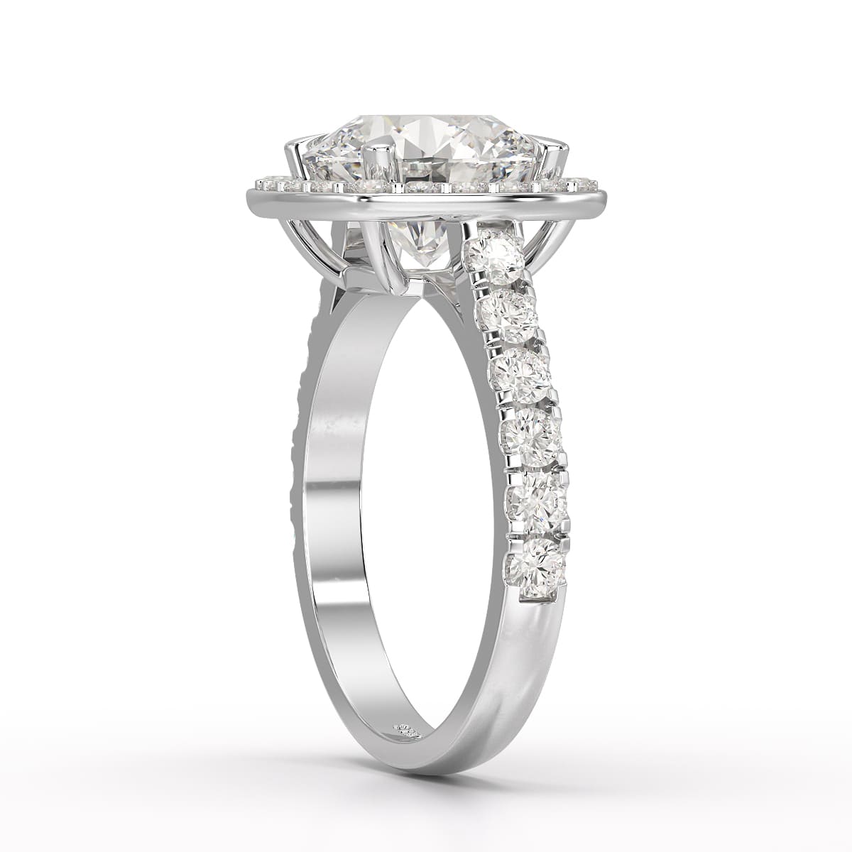 3.84 CT Lab Diamond Round Cut Halo Ring