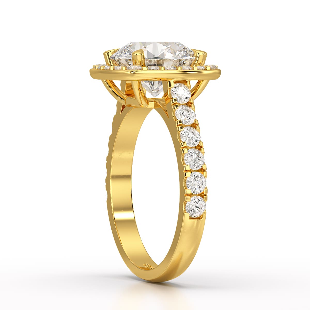 3.84 CT Lab Diamond Round Cut Halo Ring