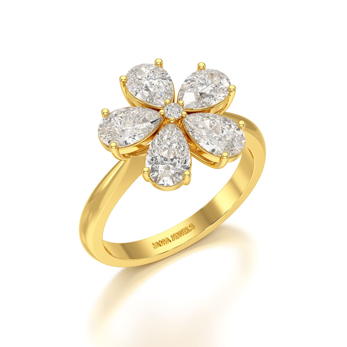 3.8 CT Pear Cut Lab Diamond Flower Shape Ring