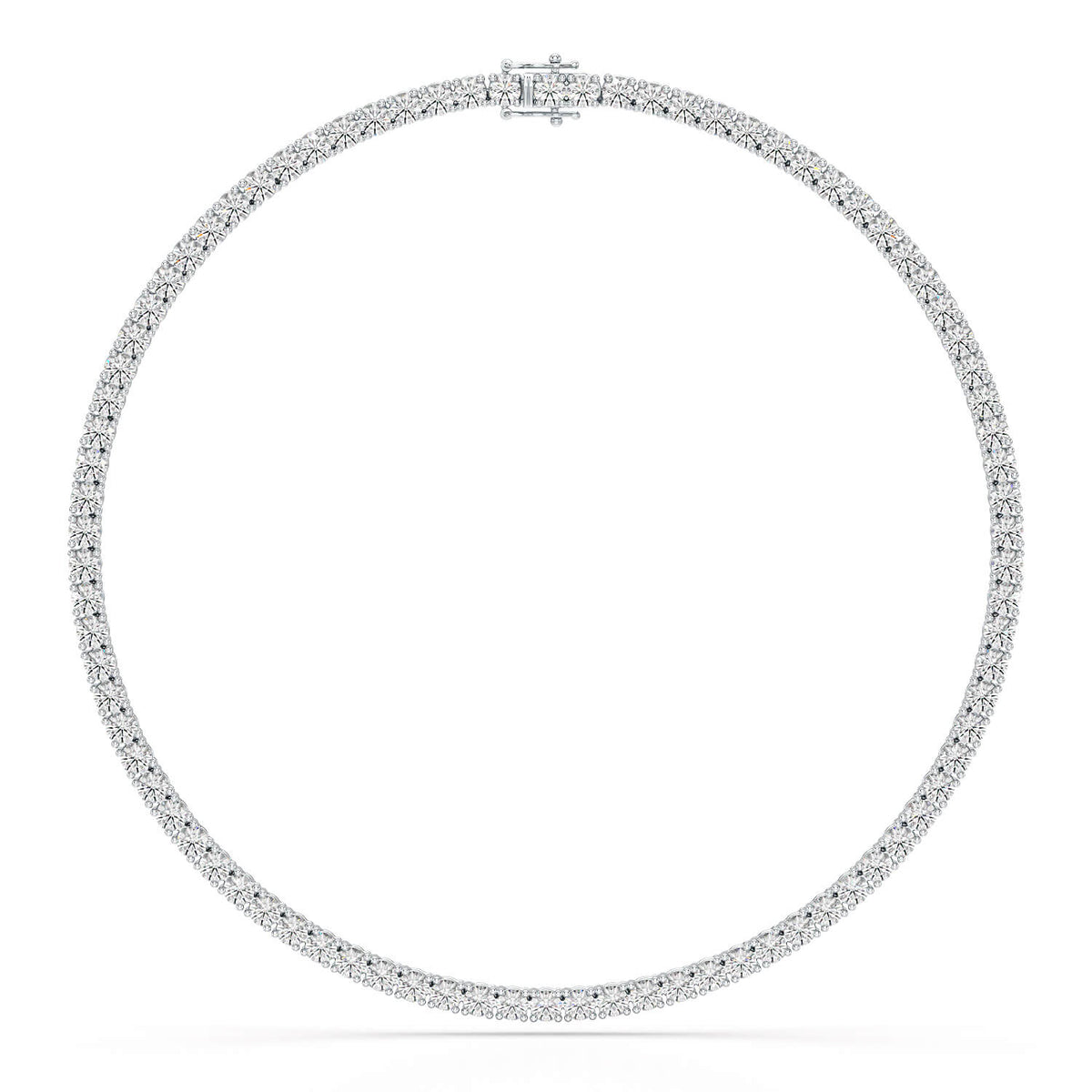 30.32 CT White Gold Diamond Riviere Necklace
