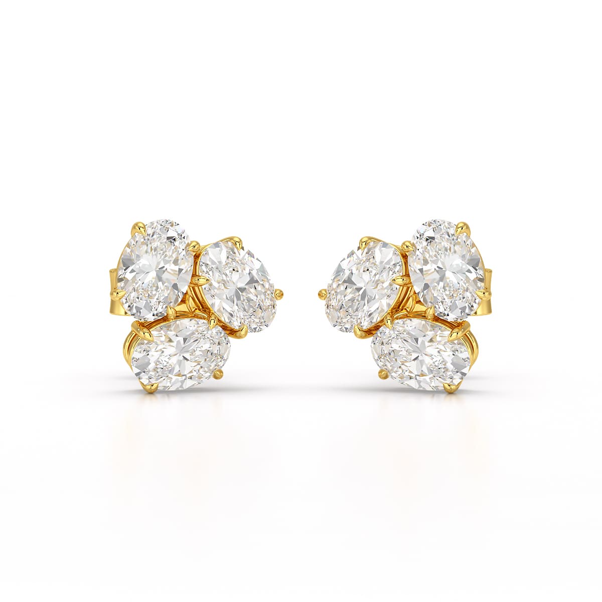 3 CT Lab Diamond Pear Cut Three Stone Earrings