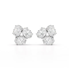 3 CT Lab Diamond Pear Cut Three Stone Earrings