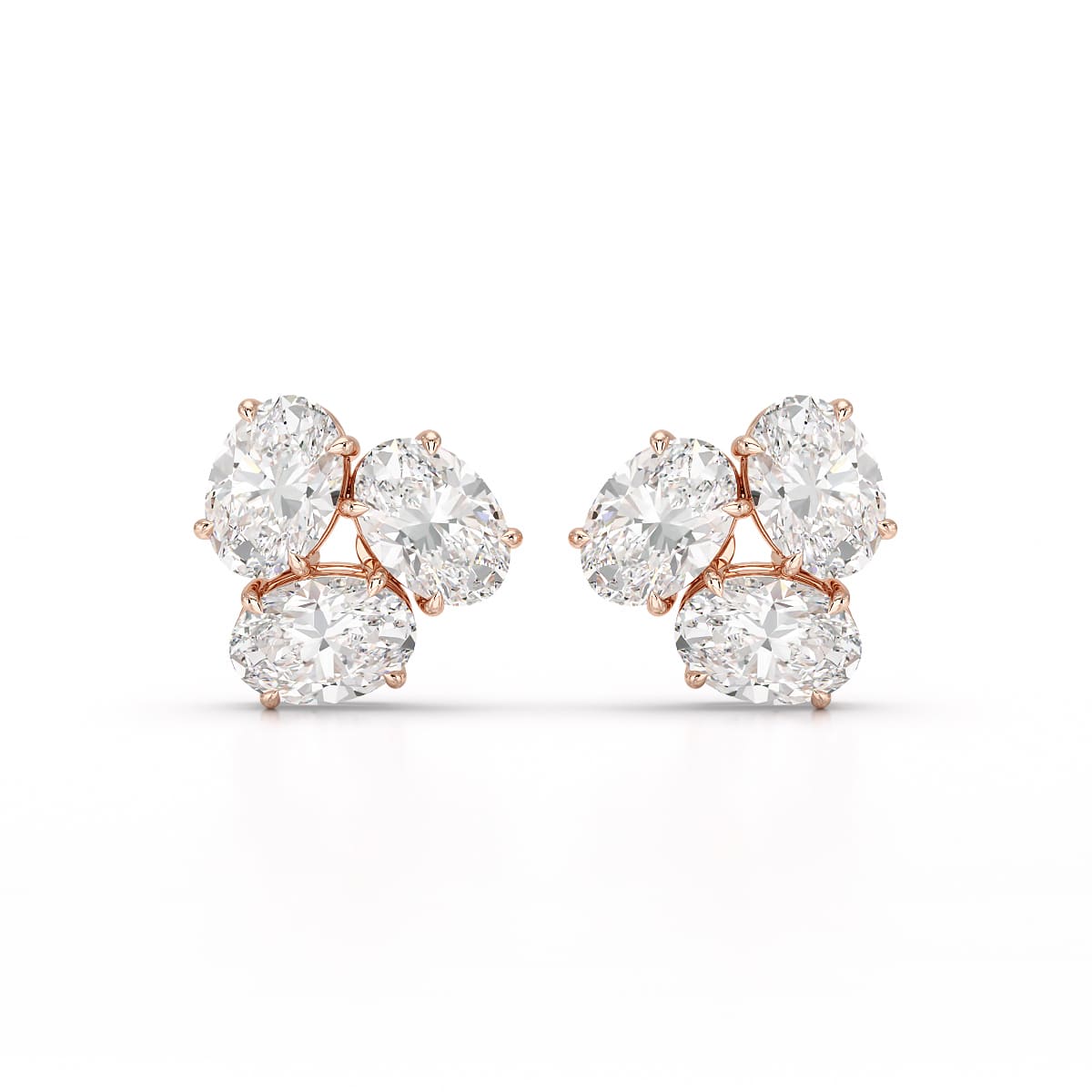 3 CT Lab Diamond Pear Cut Three Stone Earrings