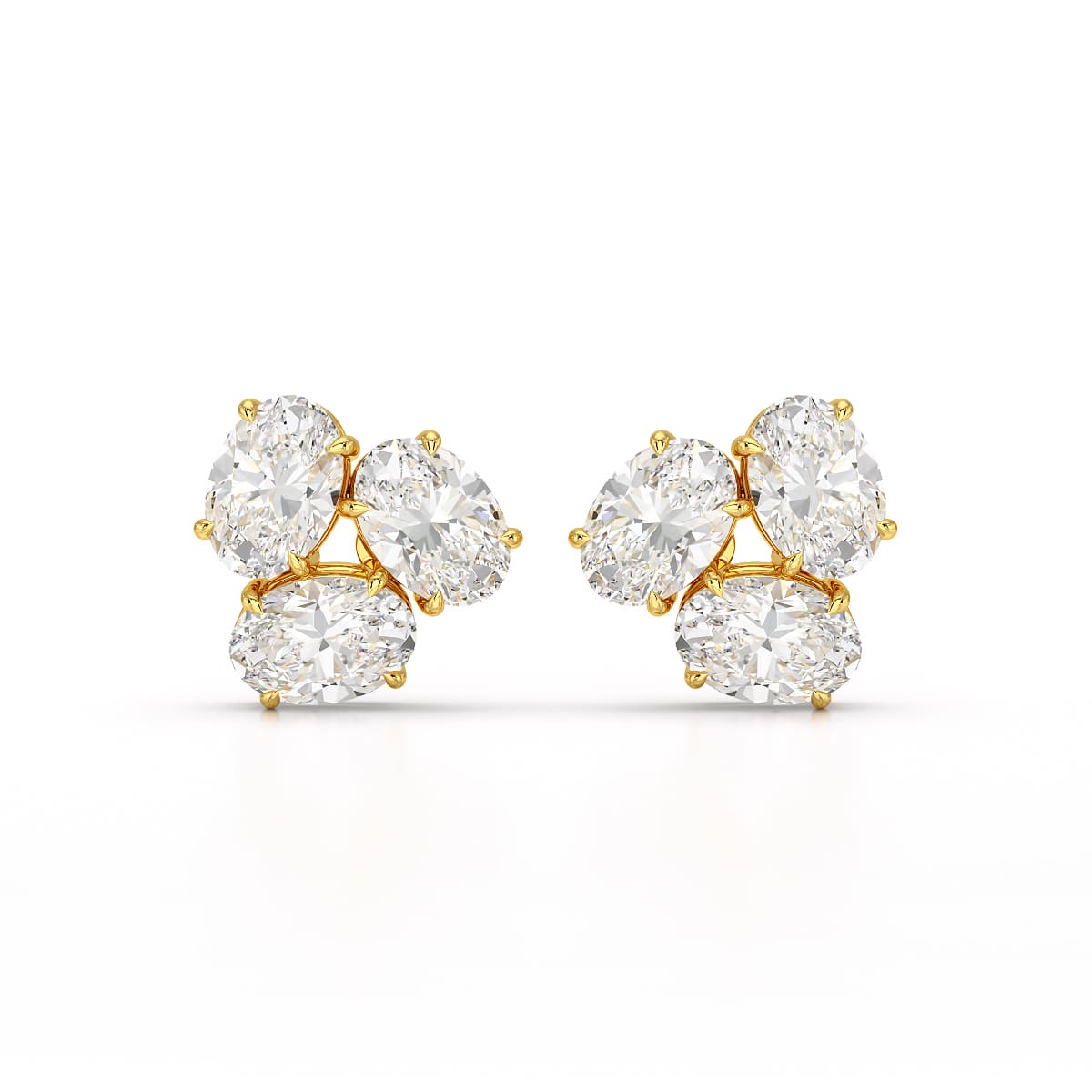 3 CT Lab Diamond Pear Cut Three Stone Earrings