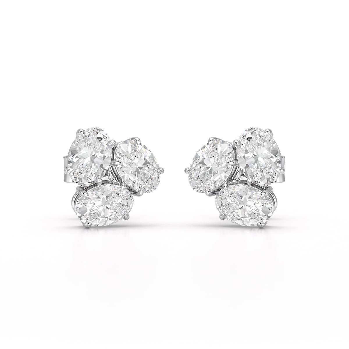 3 CT Lab Diamond Pear Cut Three Stone Earrings