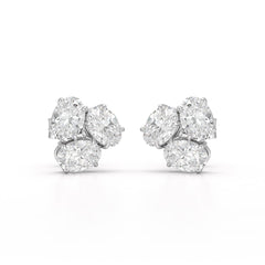 3 CT Lab Diamond Pear Cut Three Stone Earrings