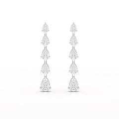 4.02 CT Pear Cut Dangle Drop Lab Diamond Earrings