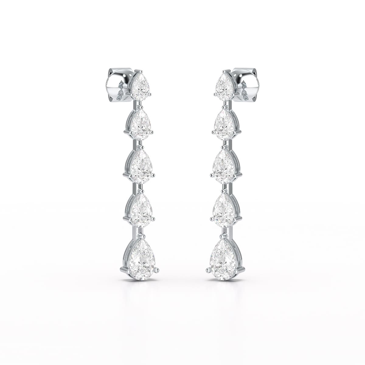 4.02 CT Pear Cut Dangle Drop Lab Diamond Earrings