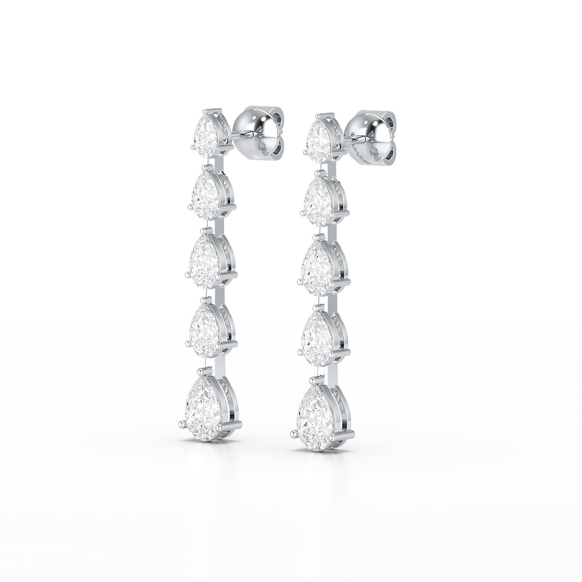 4.02 CT Pear Cut Dangle Drop Lab Diamond Earrings