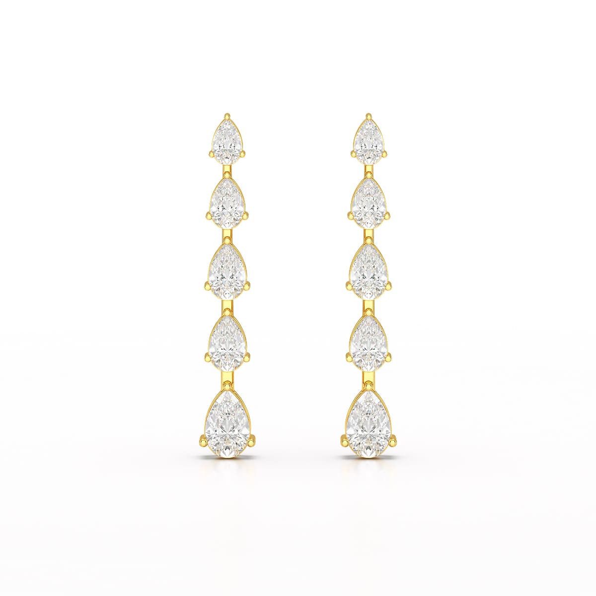 4.02 CT Pear Cut Dangle Drop Lab Diamond Earrings