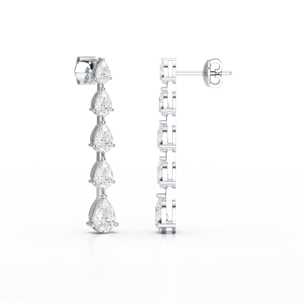 4.02 CT Pear Cut Dangle Drop Lab Diamond Earrings