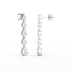 4.02 CT Pear Cut Dangle Drop Lab Diamond Earrings