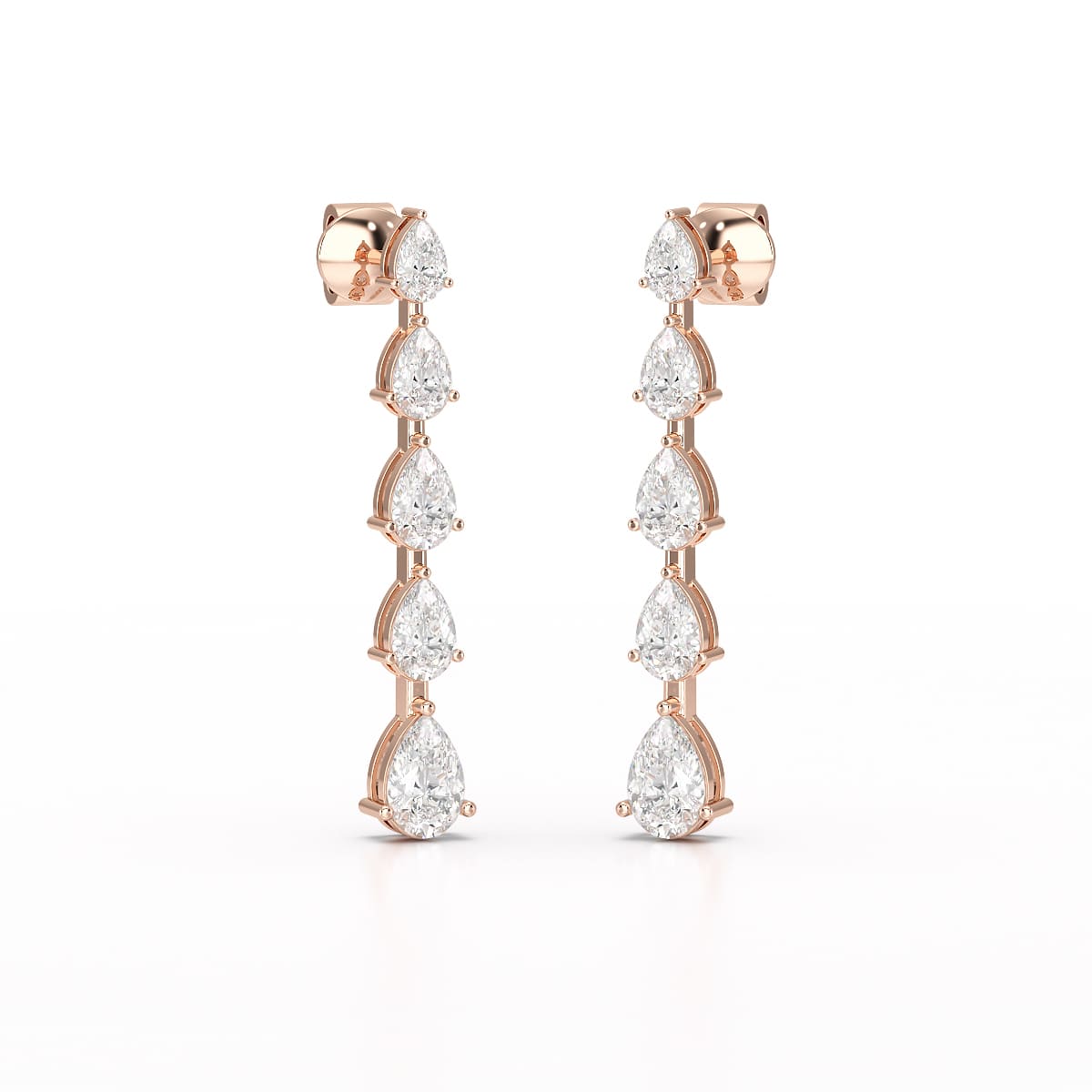 4.02 CT Pear Cut Dangle Drop Lab Diamond Earrings