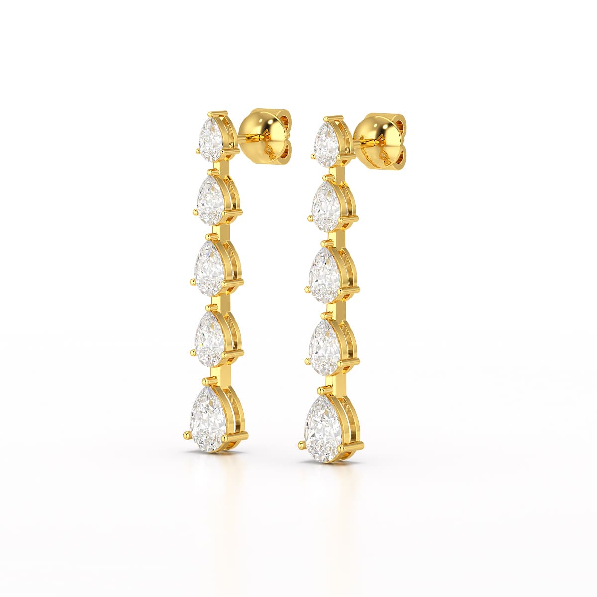 4.02 CT Pear Cut Dangle Drop Lab Diamond Earrings