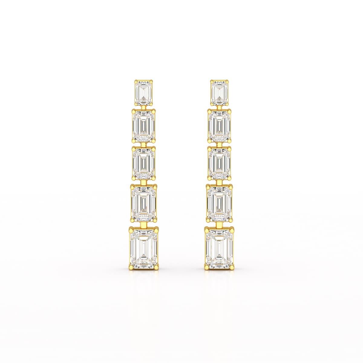 4.09 CT Emerald Cut Lab Diamond Dangle Earrings