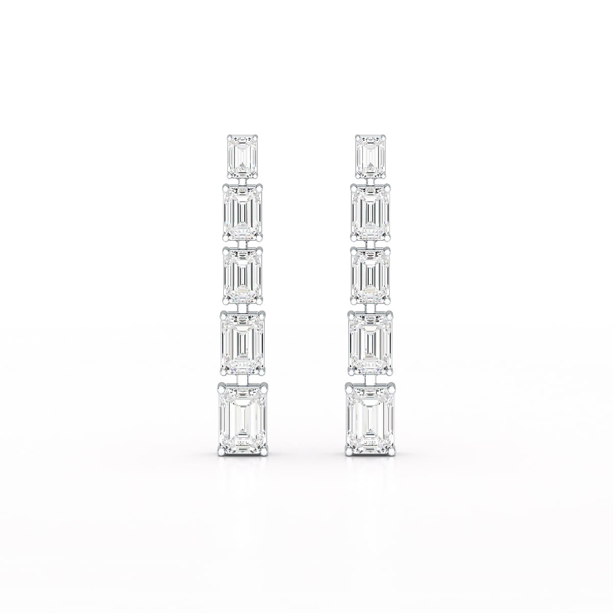 4.09 CT Emerald Cut Lab Diamond Dangle Earrings