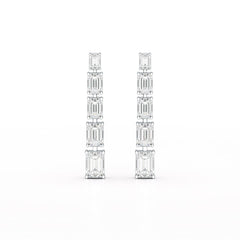 4.09 CT Emerald Cut Lab Diamond Dangle Earrings