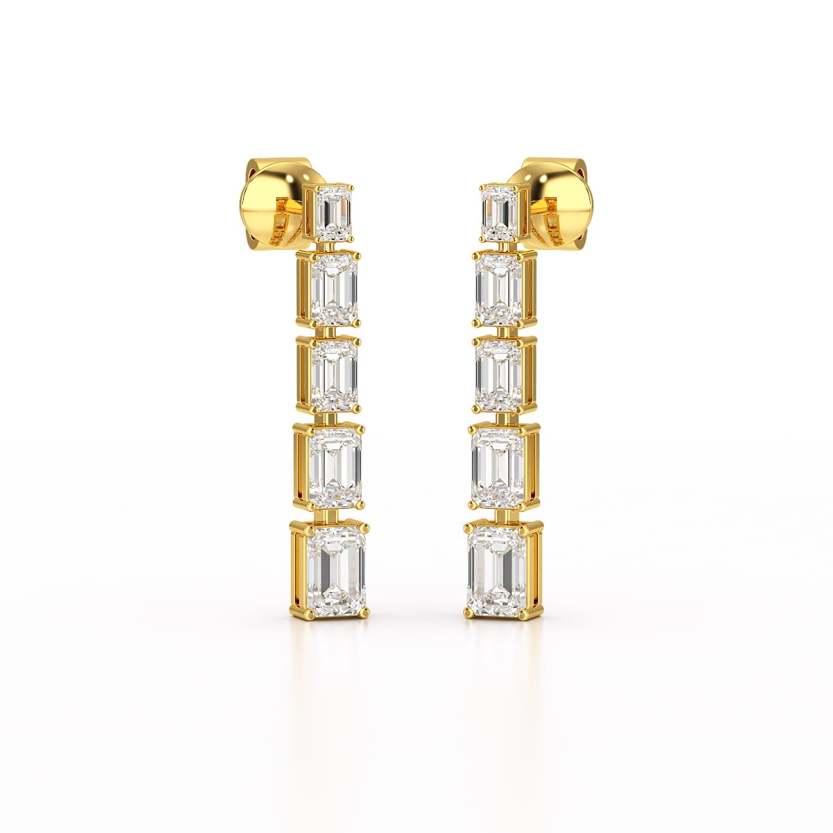 4.09 CT Emerald Cut Lab Diamond Dangle Earrings