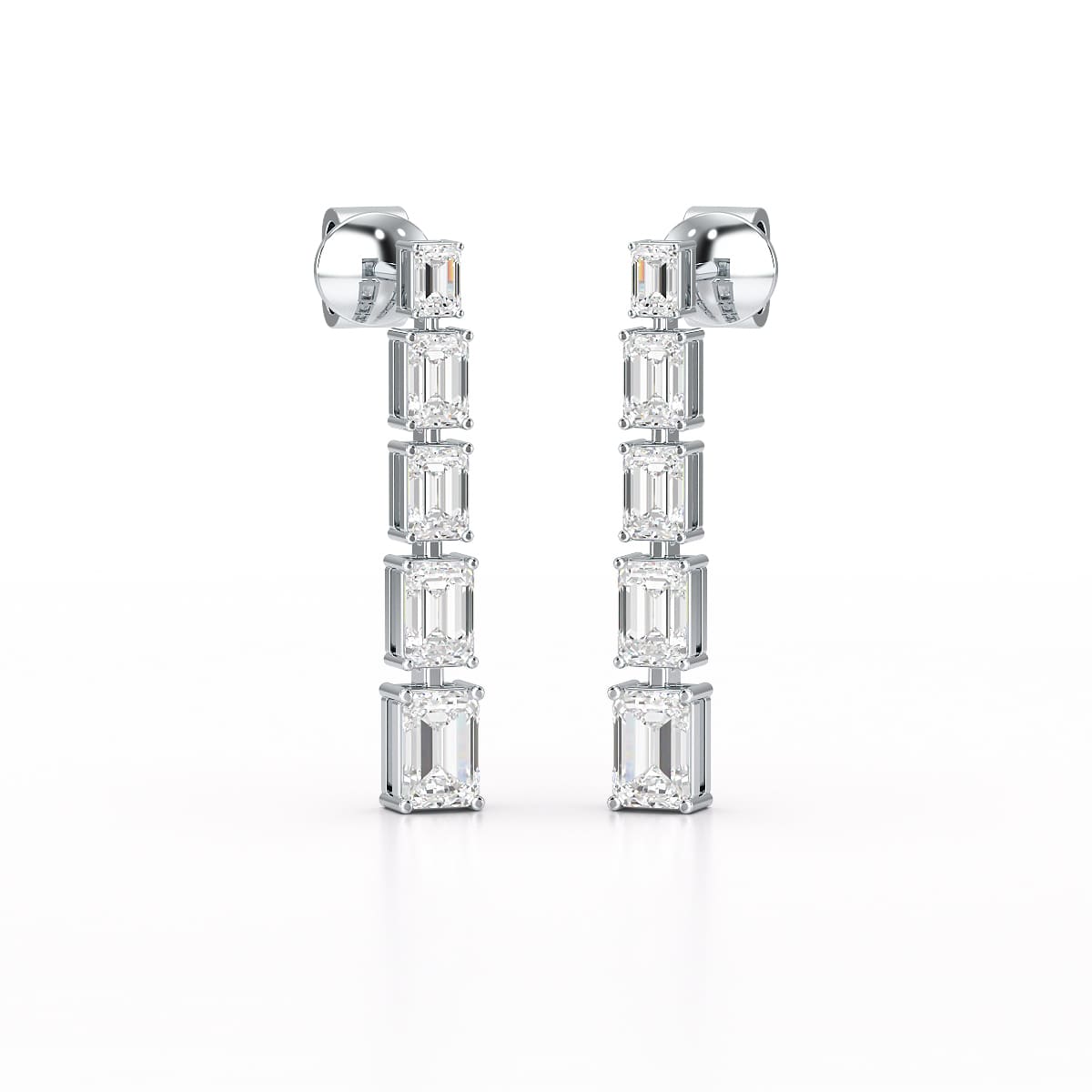 4.09 CT Emerald Cut Lab Diamond Dangle Earrings