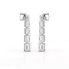 4.09 CT Emerald Cut Lab Diamond Dangle Earrings