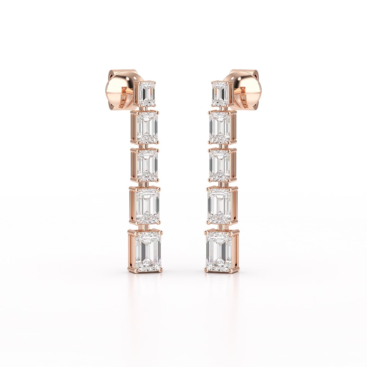 4.09 CT Emerald Cut Lab Diamond Dangle Earrings