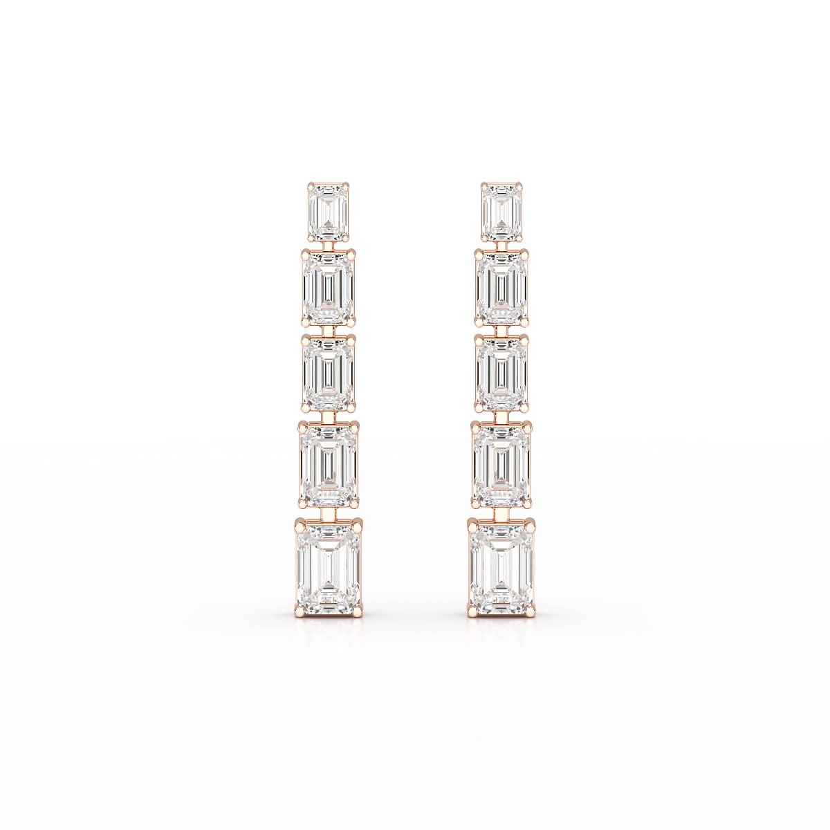 4.09 CT Emerald Cut Lab Diamond Dangle Earrings