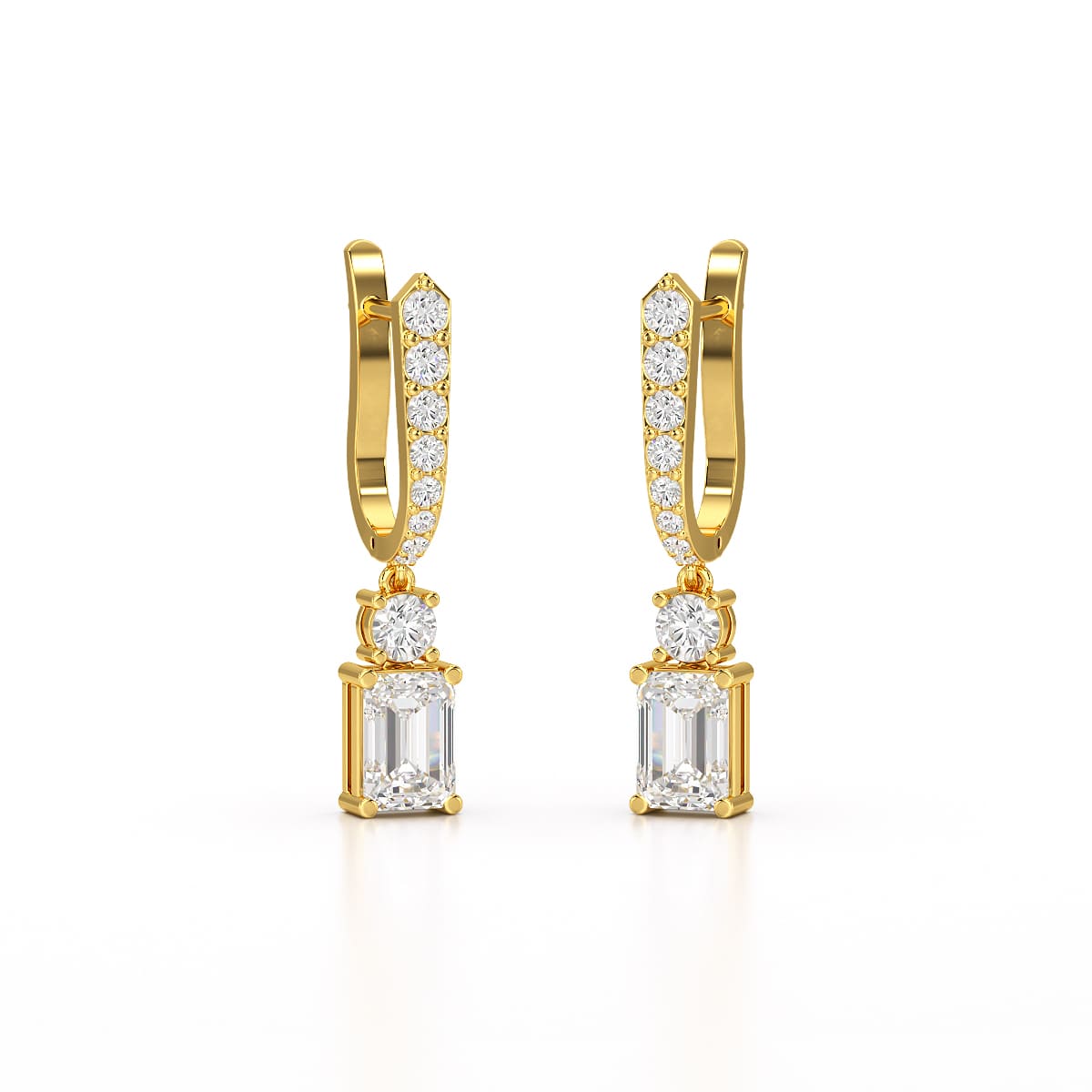 4.42 CT Emerald Cut Drop Lab Diamond Earring