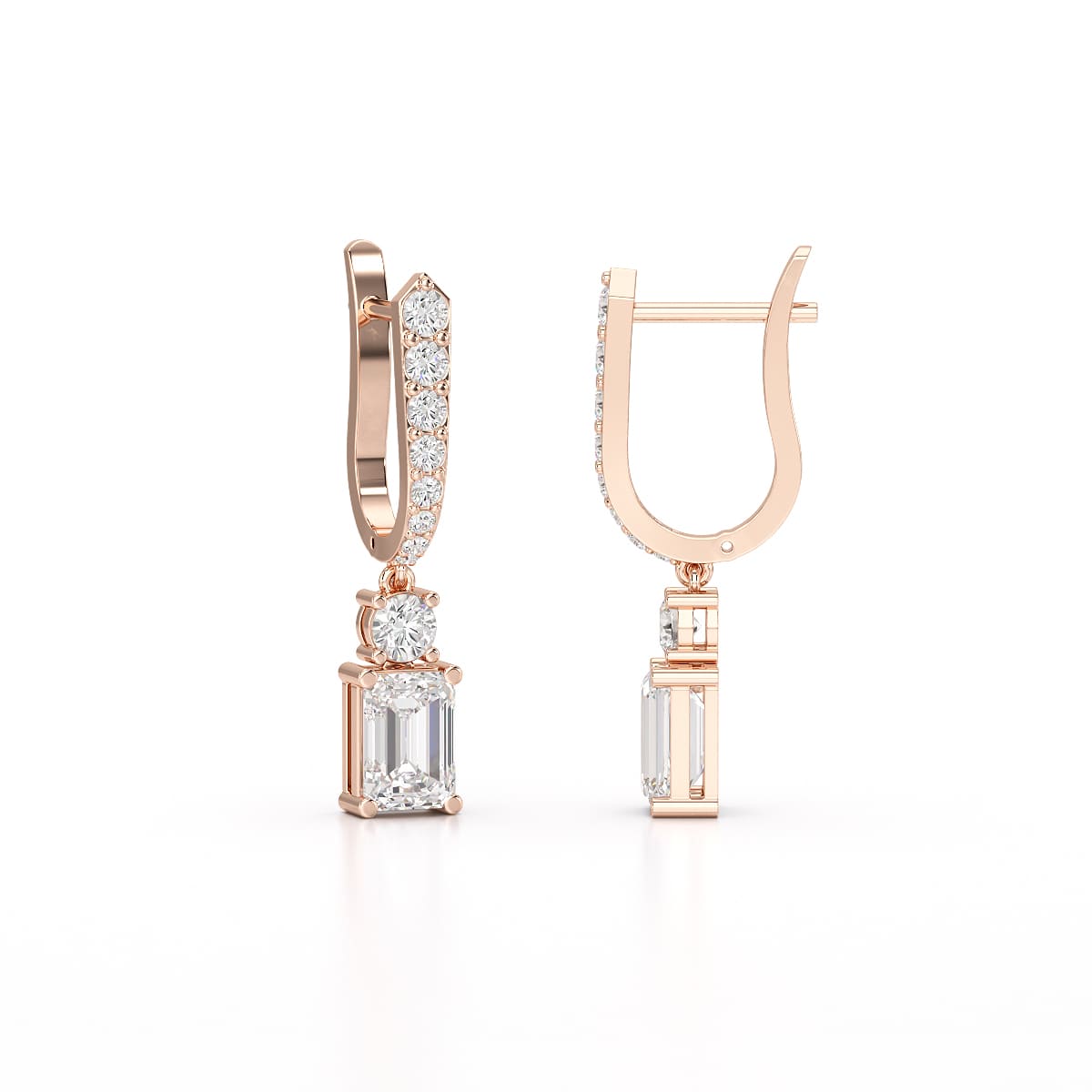 4.42 CT Emerald Cut Drop Lab Diamond Earring