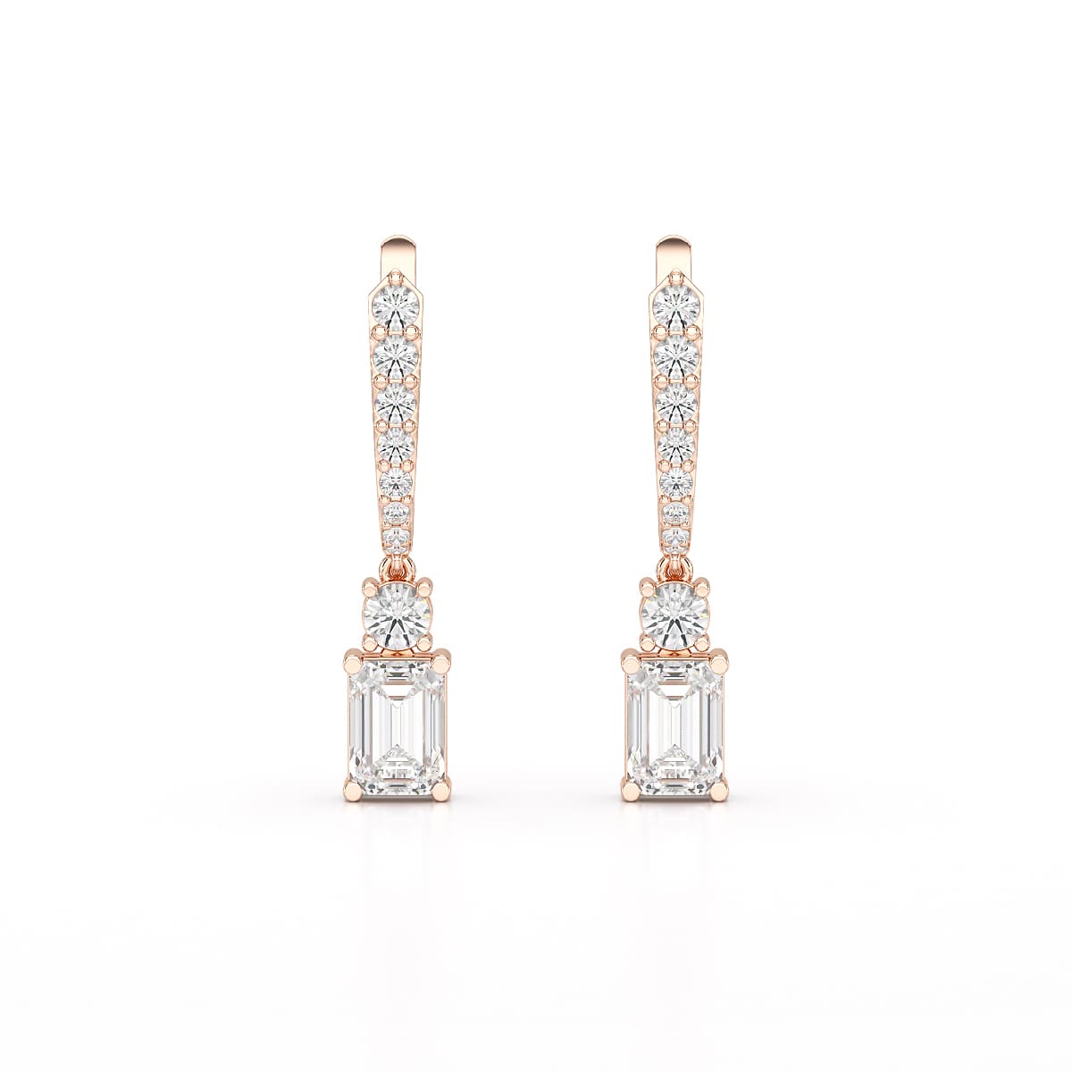 4.42 CT Emerald Cut Drop Lab Diamond Earring