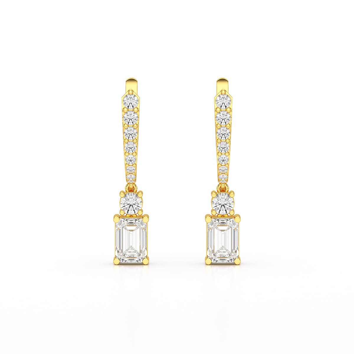 4.42 CT Emerald Cut Drop Lab Diamond Earring