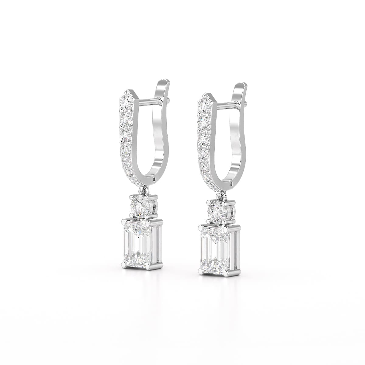 4.42 CT Emerald Cut Drop Lab Diamond Earring