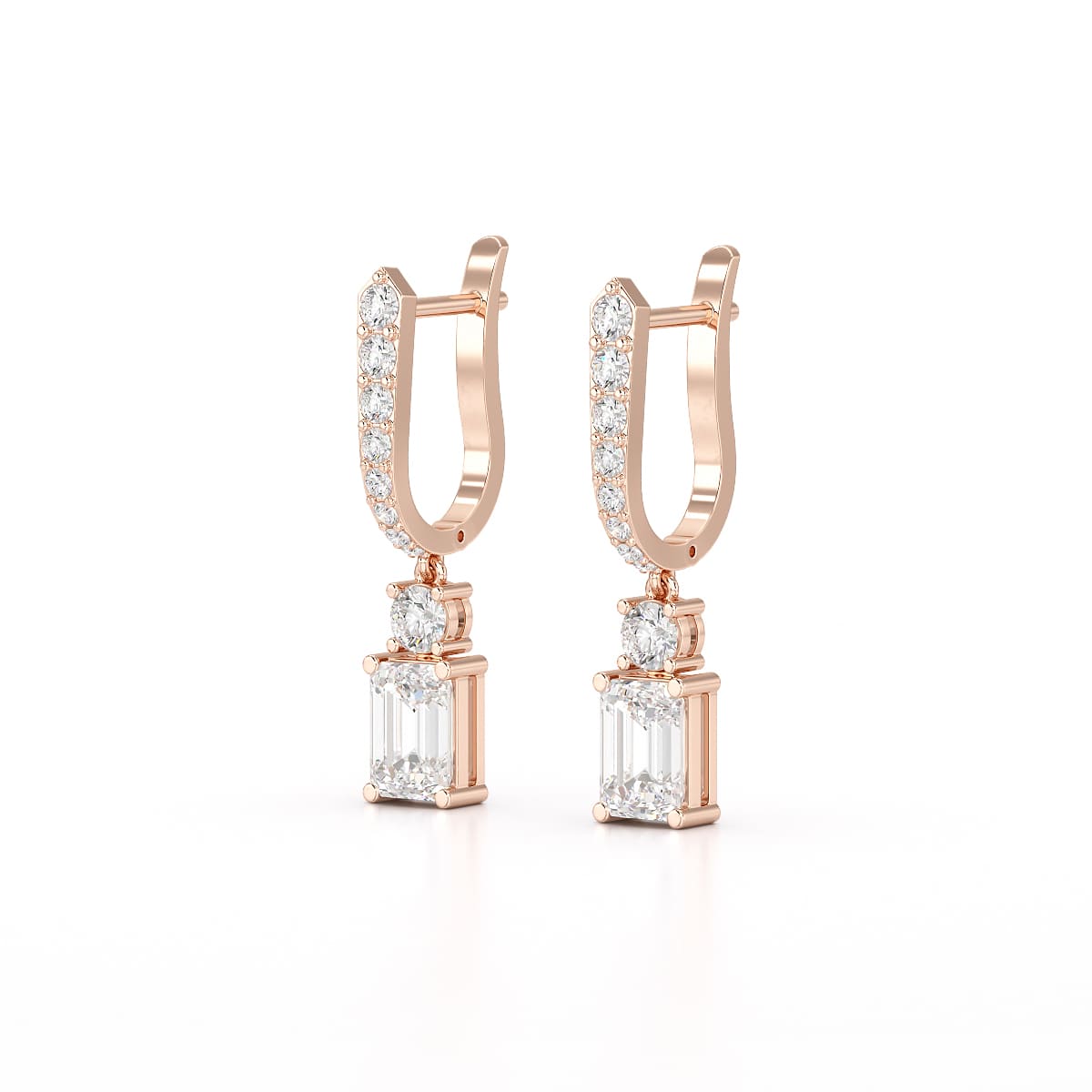 4.42 CT Emerald Cut Drop Lab Diamond Earring