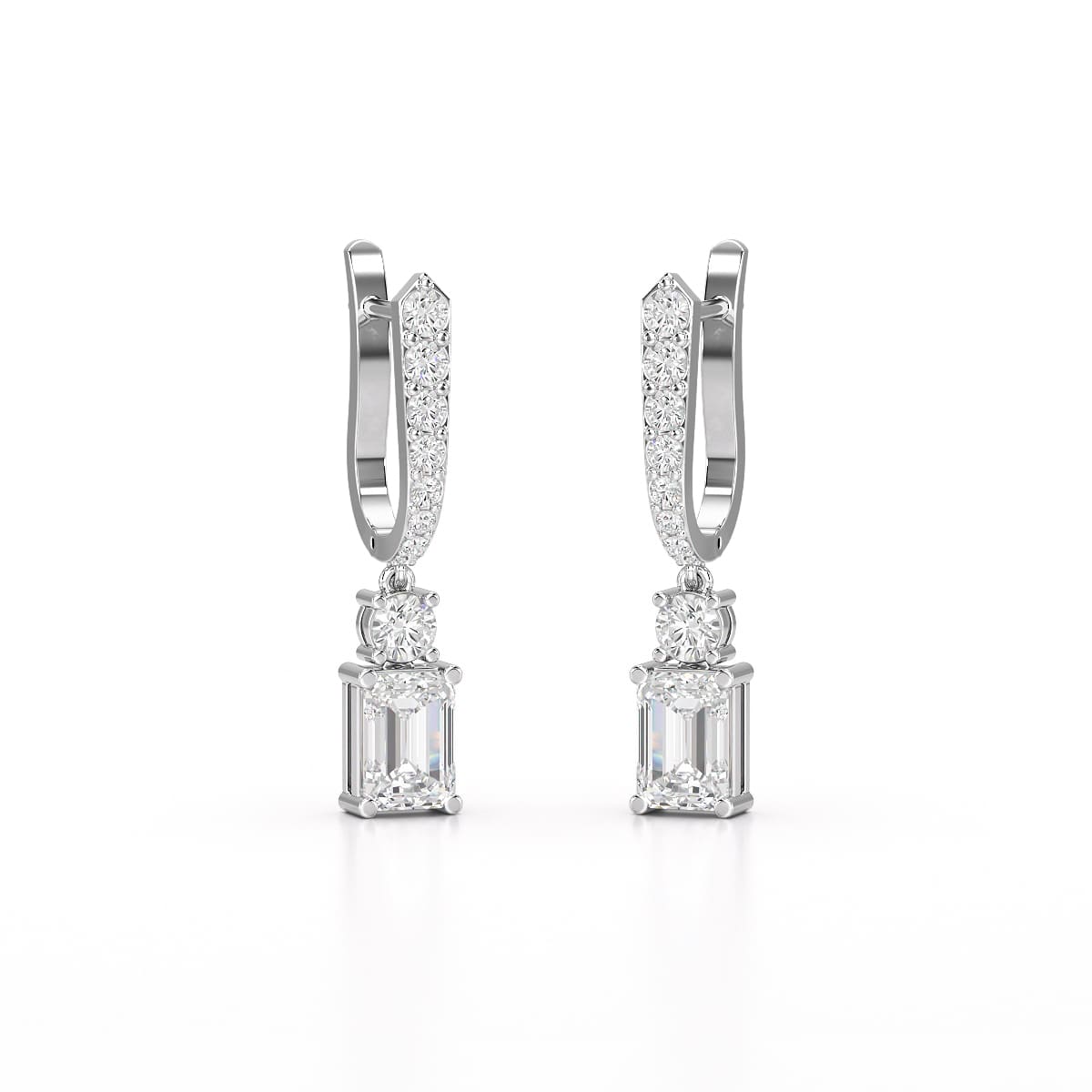 4.42 CT Emerald Cut Drop Lab Diamond Earring