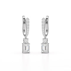 4.42 CT Emerald Cut Drop Lab Diamond Earring