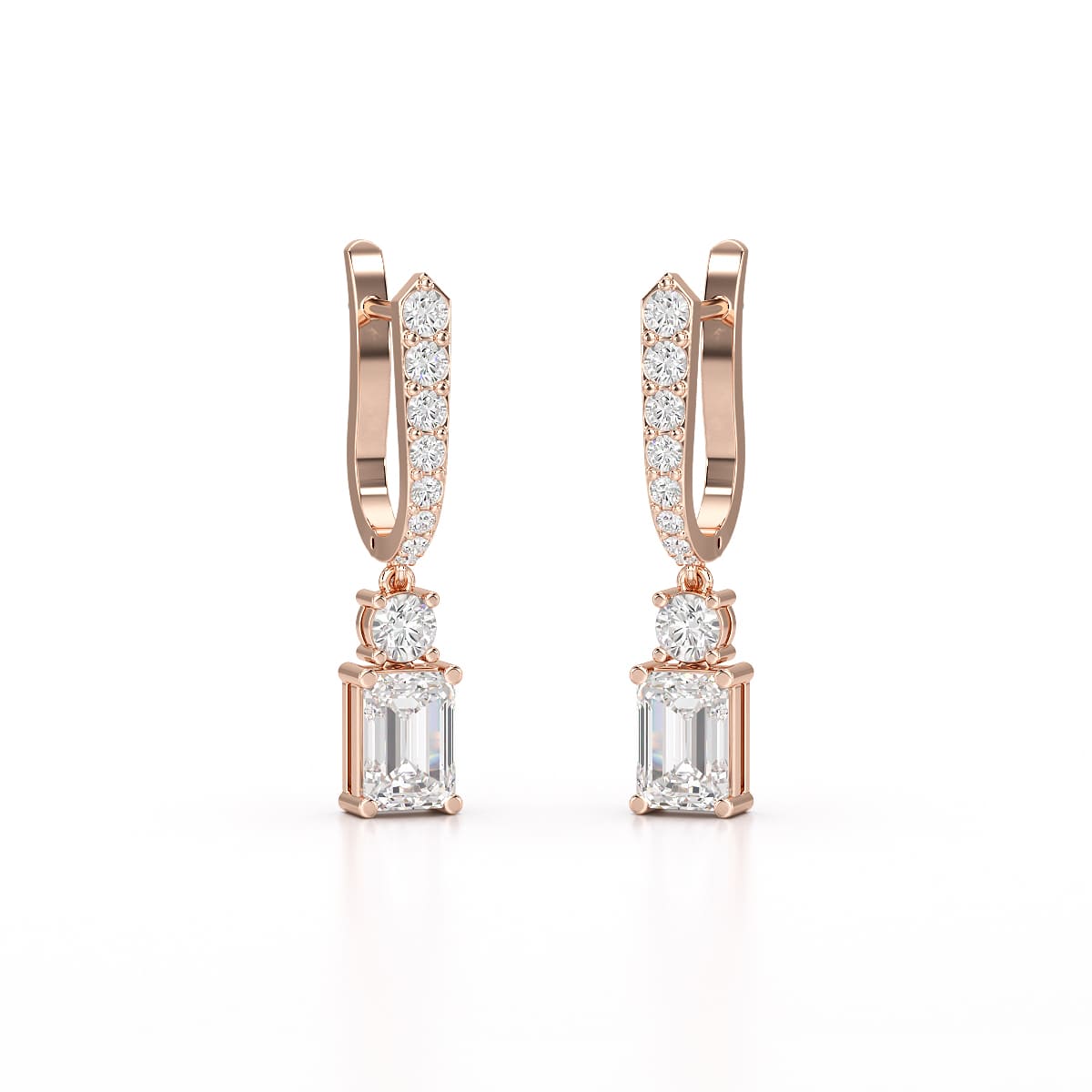 4.42 CT Emerald Cut Drop Lab Diamond Earring