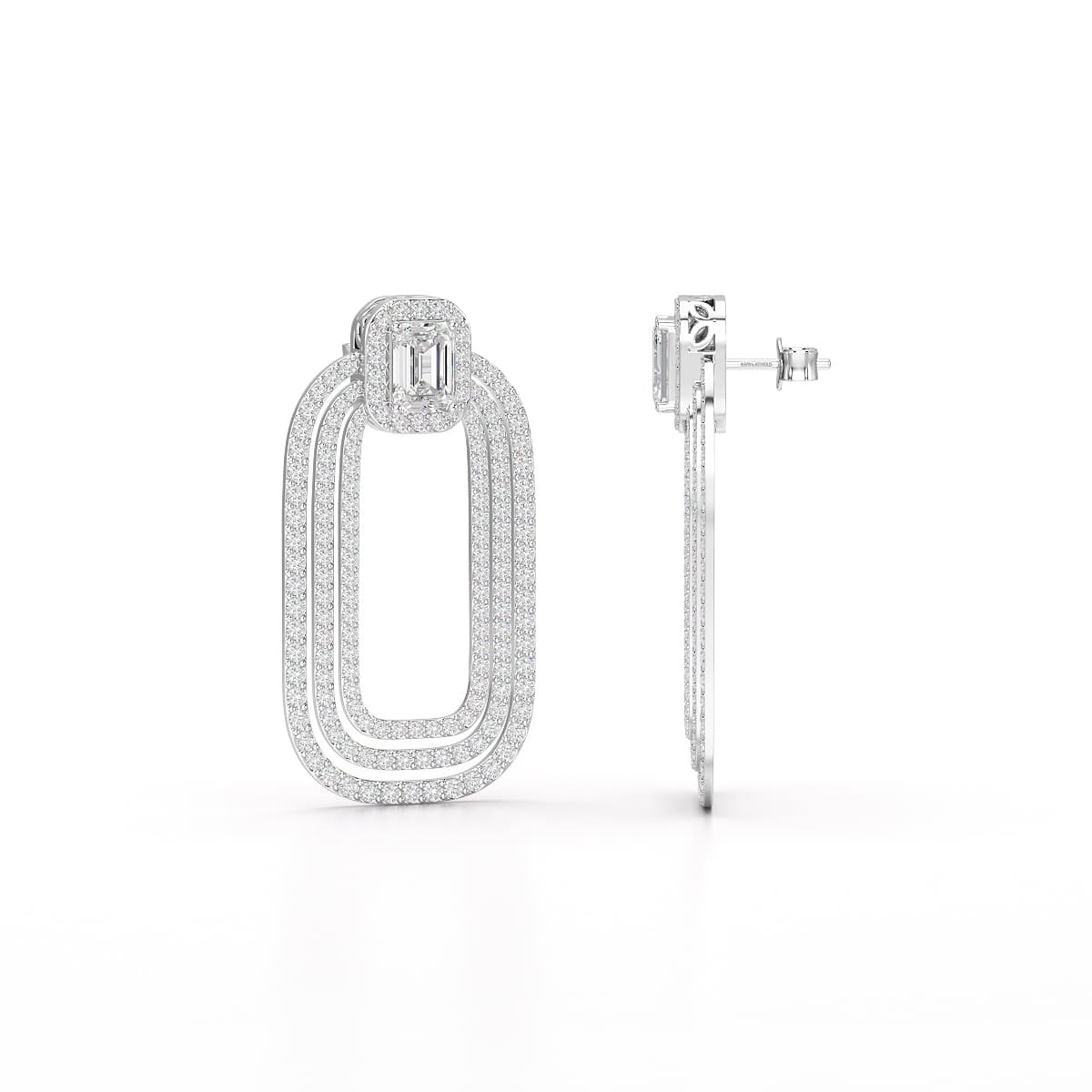 4.46 CT Lab Diamond Halo Drop Earrings