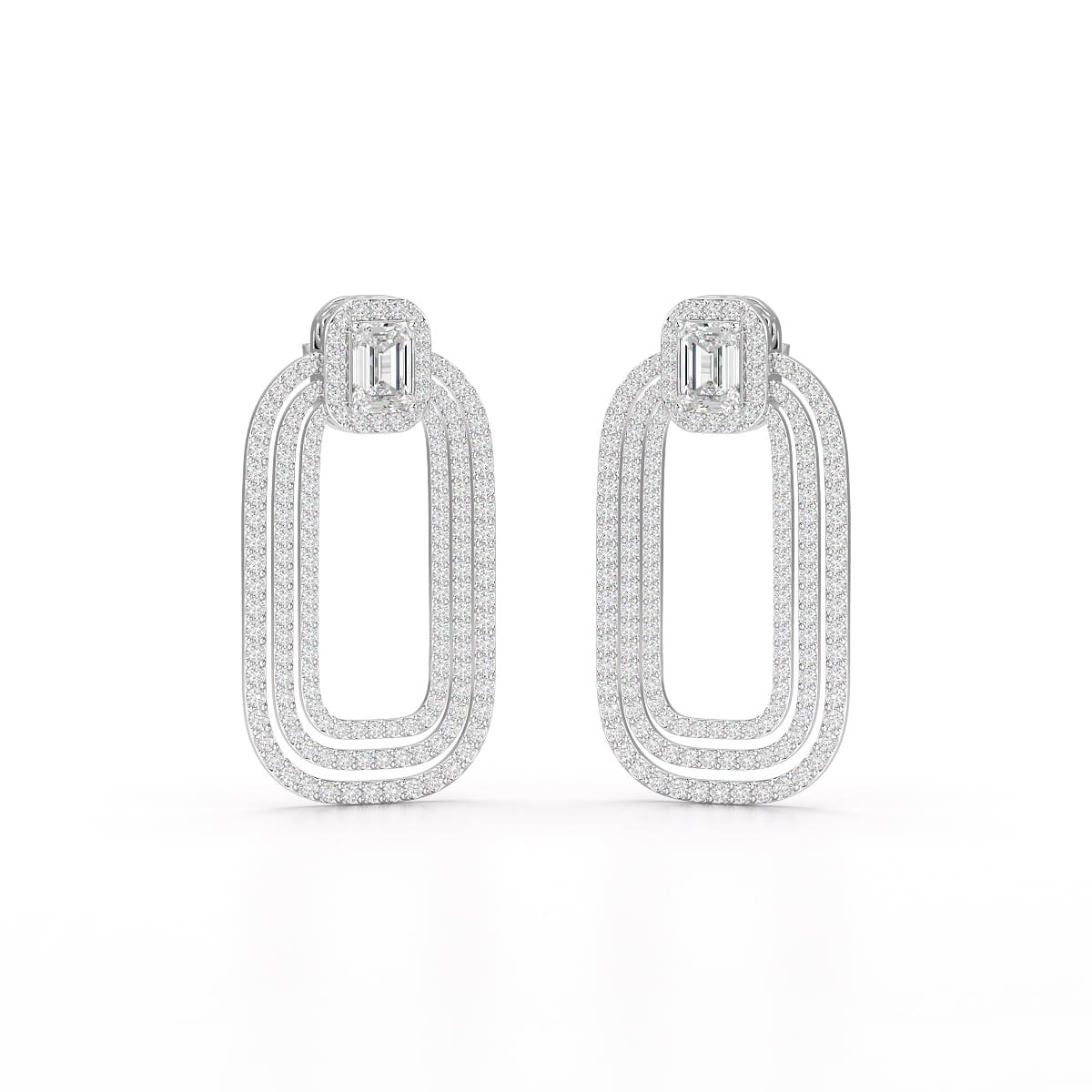 4.46 CT Lab Diamond Halo Drop Earrings