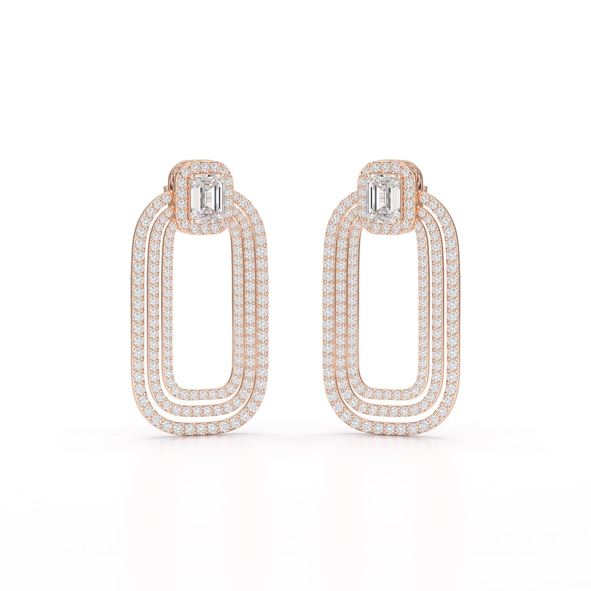 4.46 CT Lab Diamond Halo Drop Earrings