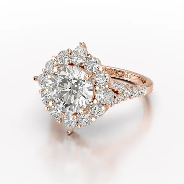 4.95 Carat Round Pear Lab Diamond Ring - Jama Jewels 