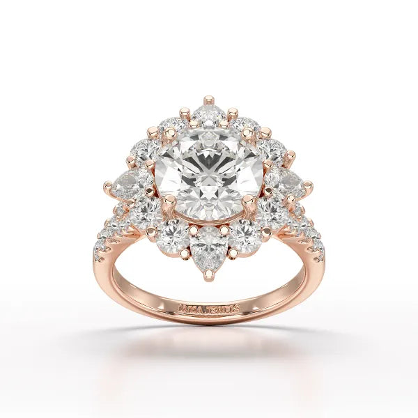 4.95 Carat Round Pear Lab Diamond Ring - Jama Jewels 