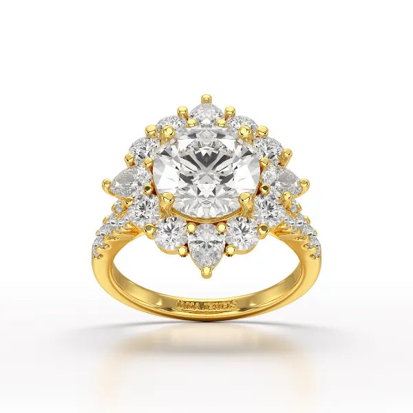 4.95 Carat Round Pear Lab Diamond Ring - Jama Jewels 