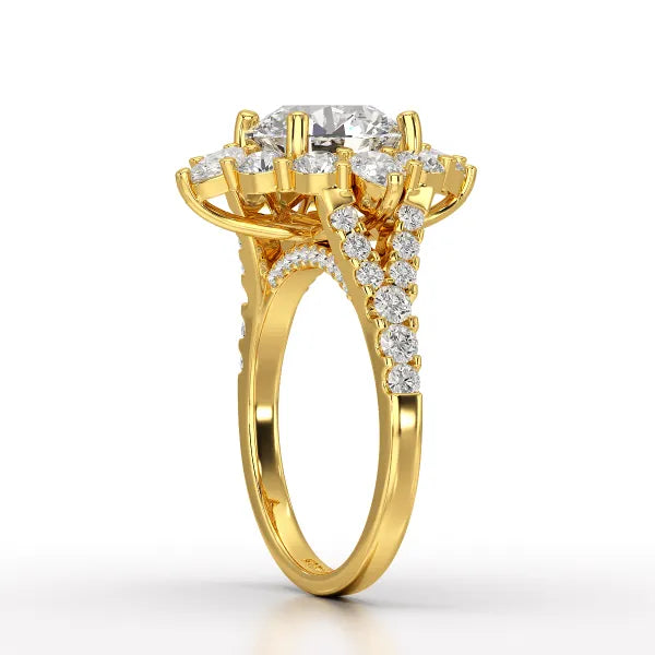 4.95 Carat Round Pear Lab Diamond Ring - Jama Jewels 