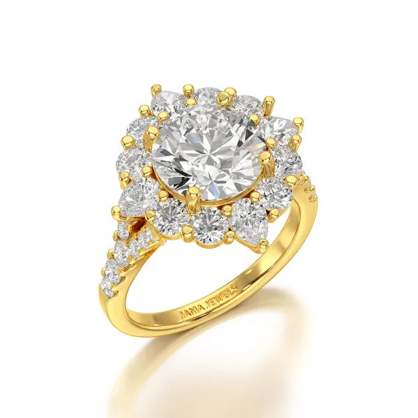 4.95 Carat Round Pear Lab Diamond Ring - Jama Jewels 