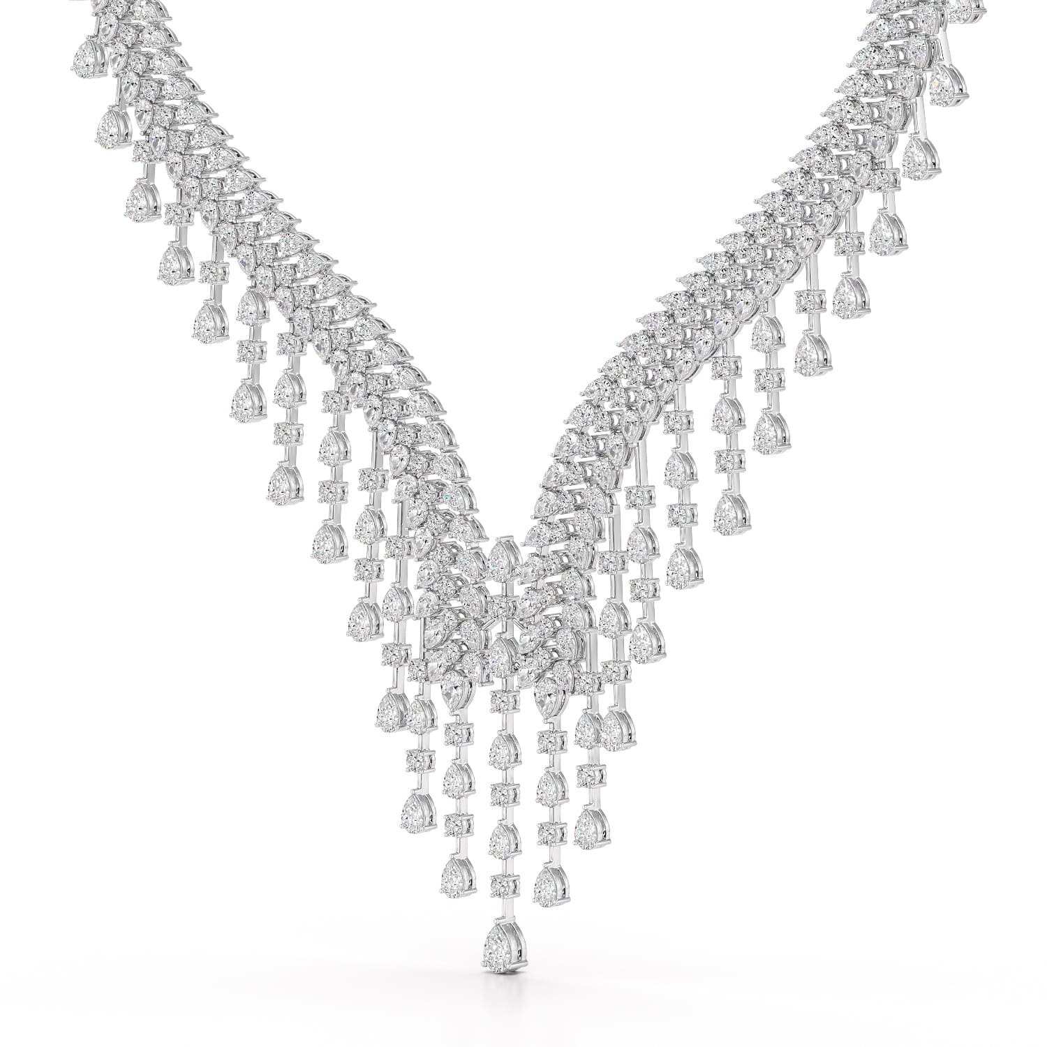 46.95 CT Lab Diamond Fancy Pear Cut Necklace