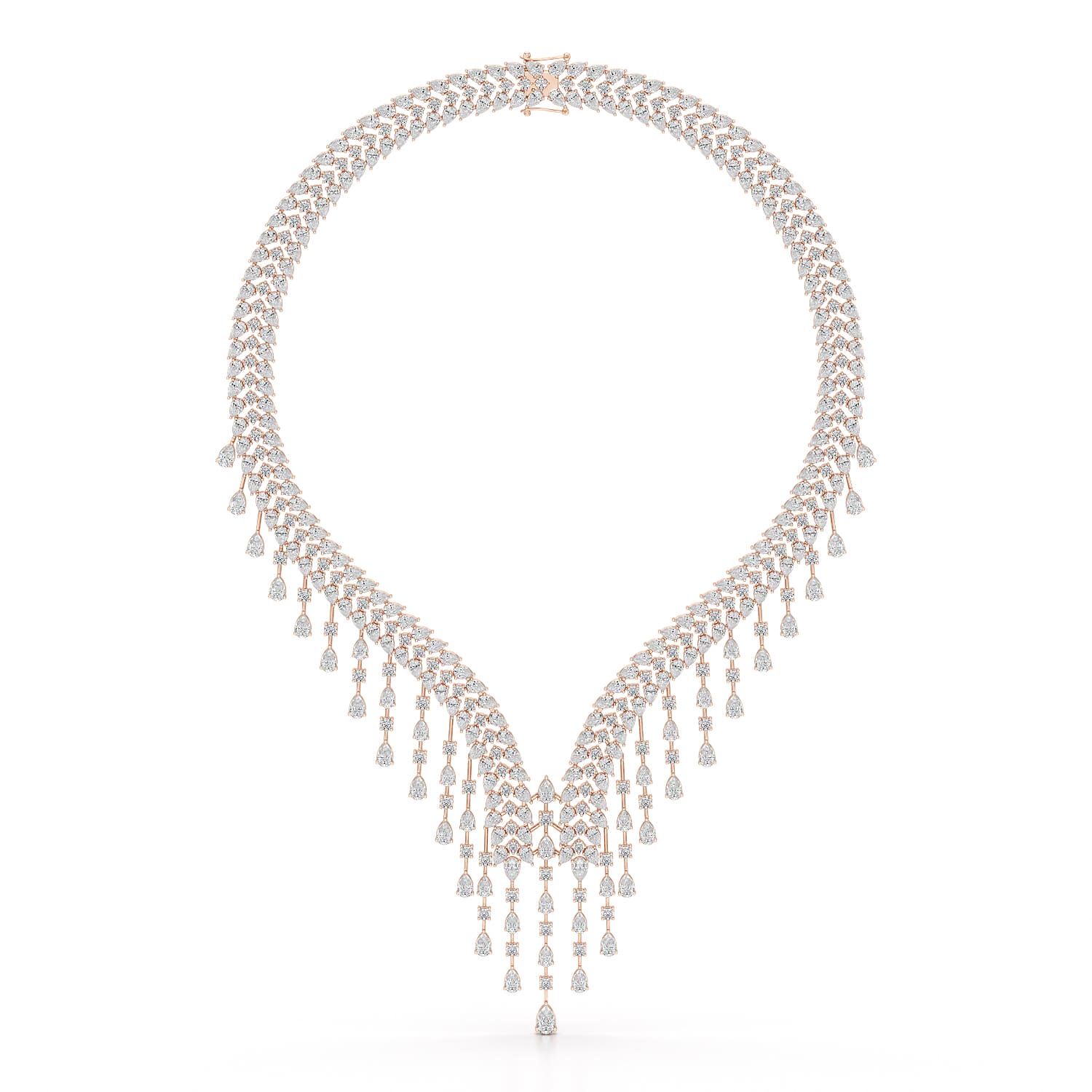 46.95 CT Lab Diamond Fancy Pear Cut Necklace