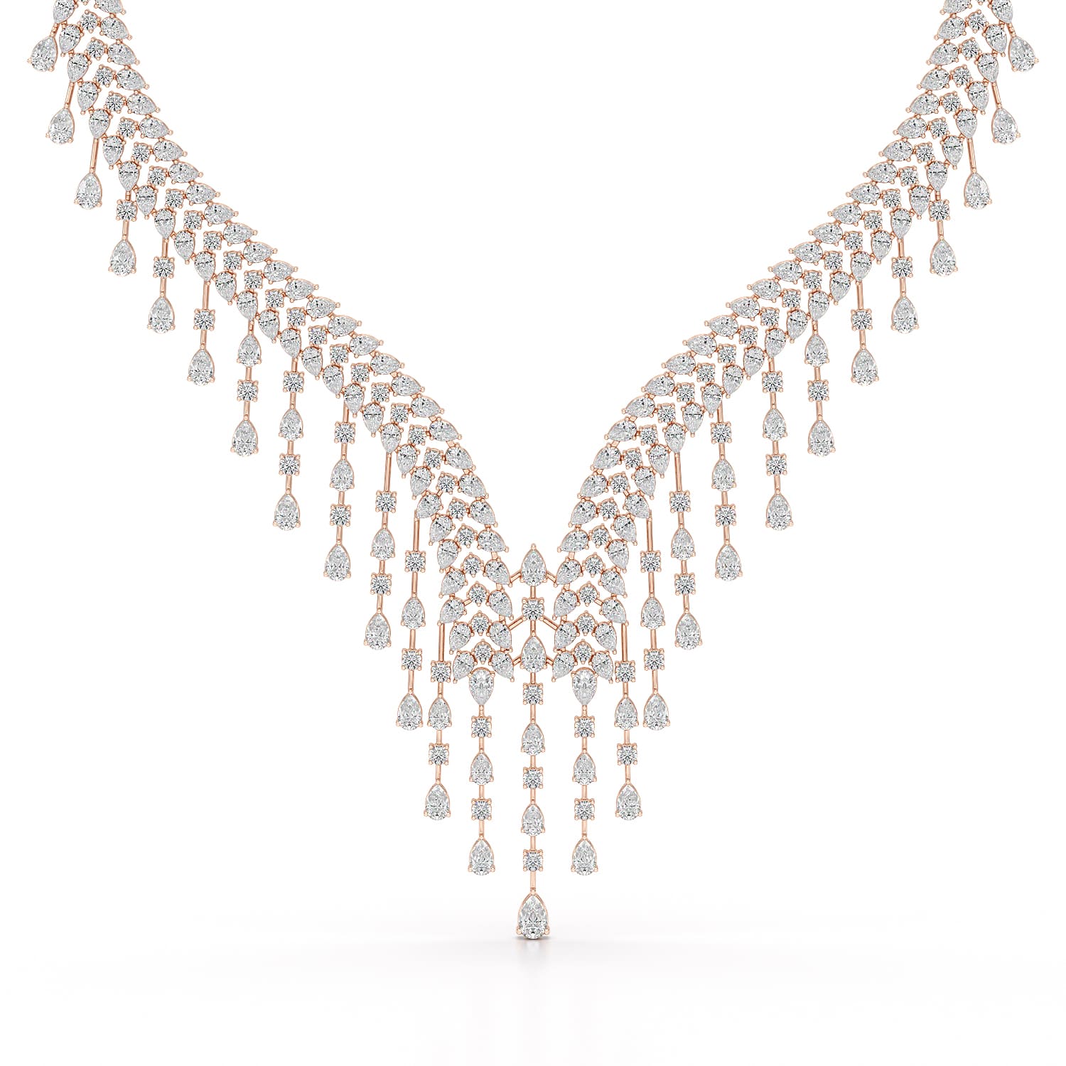 46.95 CT Lab Diamond Fancy Pear Cut Necklace