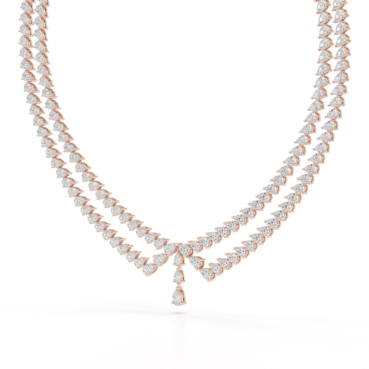 49.5 CT Lab Diamond Pear Cut Two Layer Necklace